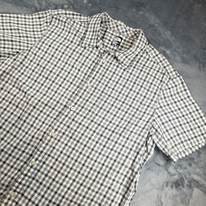 The North Face Shirt Mens XL Black Plaid Nylon Blend Button Up Collared